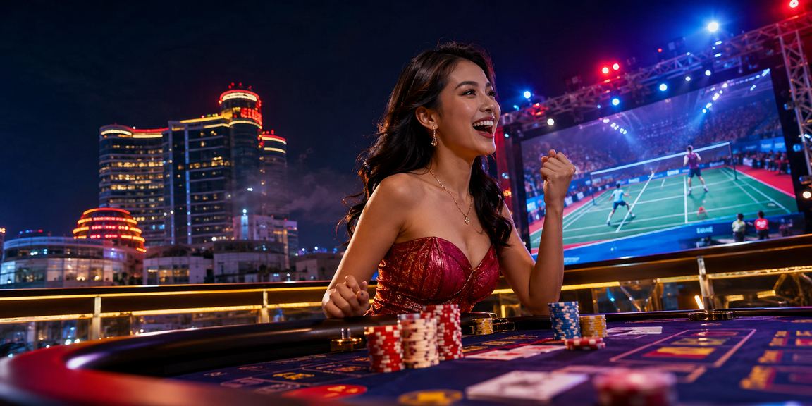 Meja baccarat bergaya Genting Highlands dengan dealer profesional di kasino langsung nv350