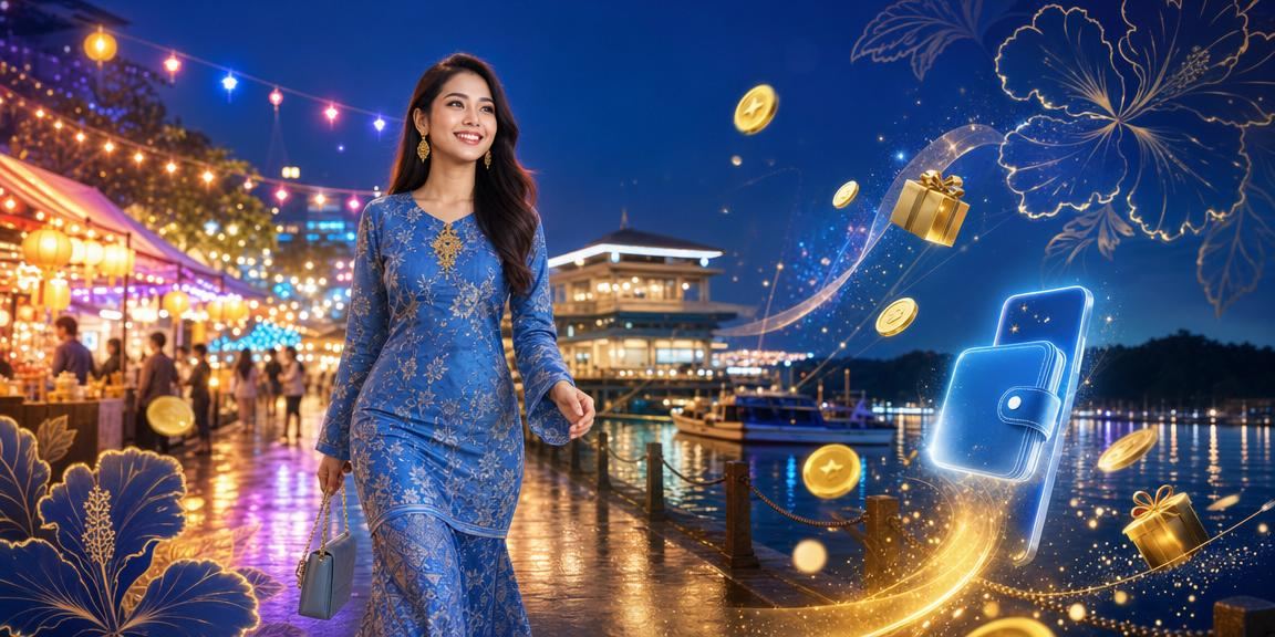Wanita Malaysia berpakaian baju kurung membuat deposit dalam talian melalui platform nv350